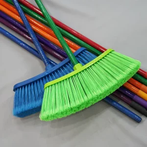 Plastic Brooms with Green Push Broom Stick for Home Cleaning Factory