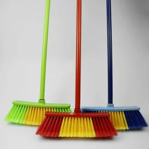 Plastic Floor Sweeper Broom with Feathered Bristles