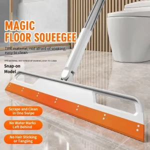 Plastic-Handle Dual-Purpose Bathroom Floor Broom and Mop