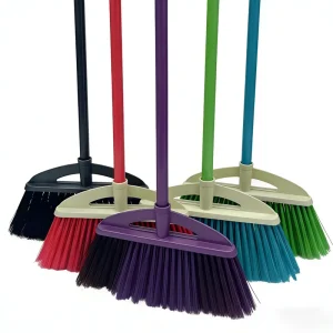 Plastic PP Broom Head with Soft Bristles and Wooden Handle for Home and Outdoor Use