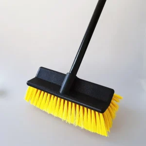 Plastic Stiff Bristle Scrub Brush with Metal Handle for Deck Concrete Wall Marble Outdoor Indoor Floor