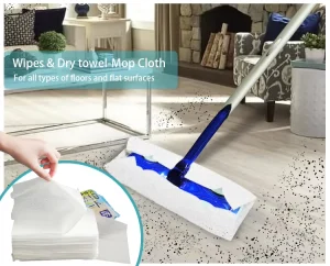Polyester+PP Nonwoven Disposable Square Static Dry Sweep Mop Plain Floor Dust Cloth for Kitchen Wet Floor Wet Dish
