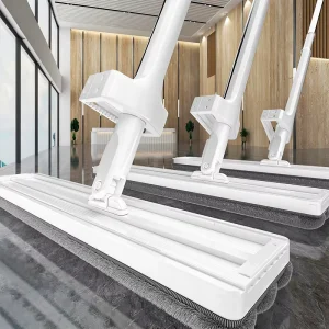 Portable 360-Degree Flat Steel Mop with Scraper and Squeegee for Kitchen, Bathroom, and Cleanroom Cleaning