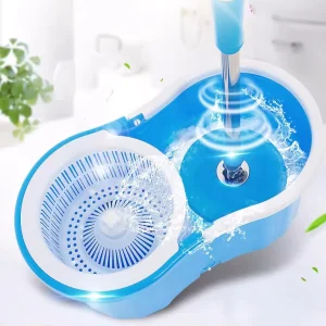 Portable 360-Degree Rotating Microfiber Spin Mop Bucket Set with Stainless Steel Pole