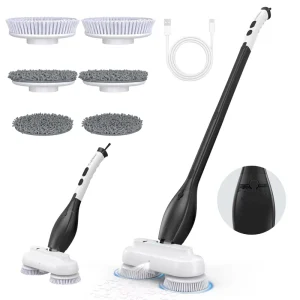 Portable Cordless Electric Spin Scrubber for Hard Floors, Tile and Grout, 60-Minute Runtime