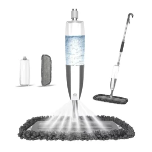Portable Detachable 360-Degree Rotary Wet Floor Cleaning Microfiber Flat Spray Mop with Scraper