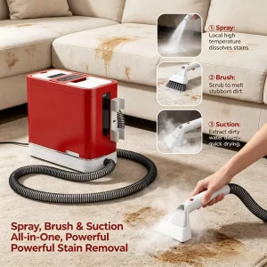 Portable Electric Steam Scrubbing Upholstery Carpet Cleaning Machine with Bag Lightweight Hand Held Design 2000W Power