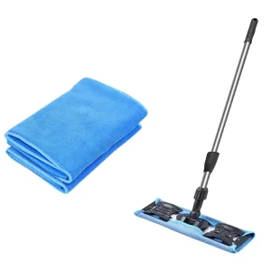 Portable Hands Free Telescopic Handle Steel Self Squeeze Cleanroom Swifter Flat Mop with Microfiber for Floor Dust Cleaning