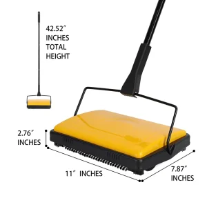 Portable Manual Carpet Sweeper with Bristle Roller Brush Pet Hair Remover for Hard Floors and Carpets Hand Push Sweeper