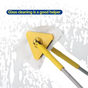 Portable Reusable High-Capacity Triangle Dust Mop with Split Handle and One-Step Towel Clip