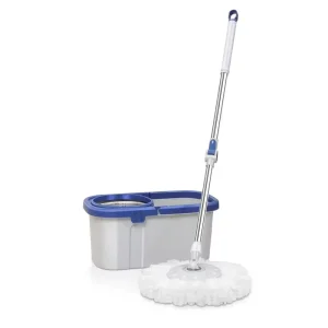 Portable Self-Cleaning Flat Handle Steel Plastic Basket Microfiber Mop Bucket