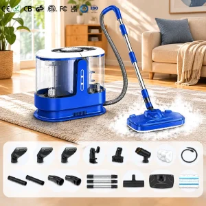 Portable Wet Dry Vacuum Cleaner with Steam and Heating for Carpet Upholstery and Car Deep Cleaning