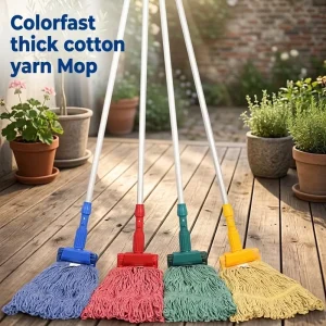 Premium 4 Color Colorfast Cotton Yarn Wet Dry Aluminum pole Mop for Office Mall Hotel Property Cleaning