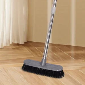 Premium PP Bristles Rubber Bristles Durable Cleaning Broom Reinforced Stainless Steel Pole Detachable 115cm Sweeping Tool