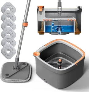 Premium Spin Mop and Bucket Set with Wheels & Drainage Hole Heavy Duty Cleaning Tool for & Household Brands