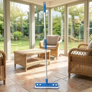 Professional 1.3m Telescopic Microfiber Flat Mop with Durable Aluminum Handle Washable Reusable Pad for Hospital Hotel Cleaning