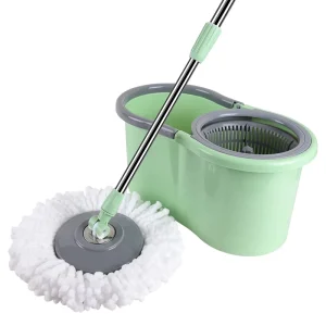 Professional 120Cm Rod Black With 3 Extra Micro Fiber Head Upgreaded Green Mop and Bucket Set