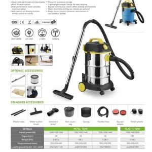 Professional 1600W Heavy Duty 3 in 1 Wet Dry Blower Vacuum Cleaner Socket Workshop Construction Site Cleaning System