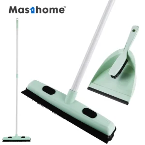 Professional Grade Sweeper Lobby Office Long Handle Rubber Broom For Carpet Sweeping Floor Broom And Dustpan Set