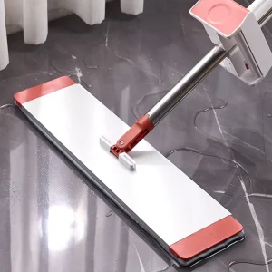 Professional Heavy-Duty Aluminum Flat Mop with Telescopic Handle Rectangular Plastic Basket Flat Mops for Floor Cleaning