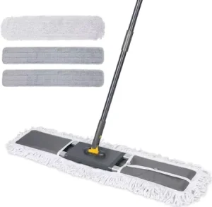 Professional Heavy Duty Industrial Dust Mop Kit Flat Mop Telescopic Pole Plastic Handle Microfiber Wet Dry Floor Cleaning