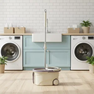 Professional Janitorial Spin Mop System 20L Commercial Bucket with Castor Wheels & High Capacity Microfiber Mop