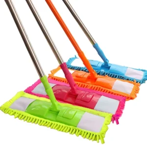 Professional Microfiber Flat Mop for Tile Floors Dust Mop with Chenille Refill Wet & Dry Handle & Head Included