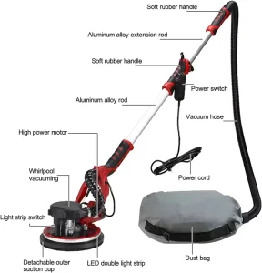 Professional Wall Sander 110V 220V Auto Dust Suction Wall Polishing & Putty Machine Adjustable Speed