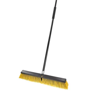 Push Broom with Steel Long Handle, Multi-Surface Floor Scrub Brush for Deck and Patio, 24 in