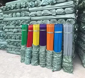 QINGLIN 120*2.2cm Eucalyptus Wood Stick Both Ends Flat Cut PVC Free Eco Friendly Broomsticks Plastic Bristles Lightweight