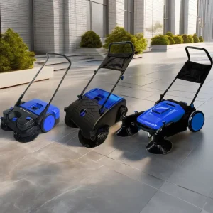 ROCKBEST OEM ODM Walk Behind Outdoor Floor Push Manual Sweeper Brush Cleaning 3680m2 h Efficiency 920mm Cleaning Width 55L