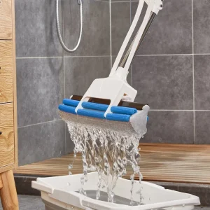 Realida Wet Dry Sponge Mop Double Sided Cleaning Mop Self Wringing Squeeze Function Household Cleaning Mop