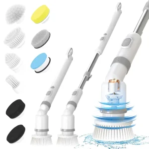 Rechargeable Cordless Electric Spin Scrubber with 9 Cleaning Brush Heads