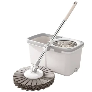 Rectangle 360 Spin Floor Mop with Stainless Steel Self-Wringer, High-Capacity Dual Drive, and Extendable Head