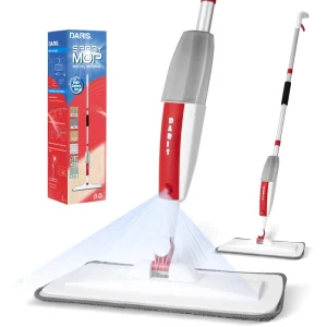 Red 360° Rotating Floor Cleaning Spray Mop with Twist Cloth Pad