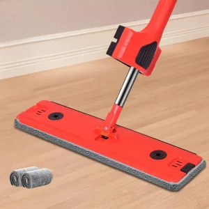 Red Color Hands Free Stainless Steel Self Wringer Flat Mop with High Absorption for Household Cleaning