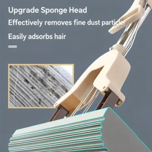 Replaceable-Head Sponge Mop with Hands-Free Wringing