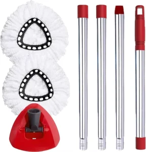 Replacement Spin Mop Handle with 2 Microfiber Refill Heads