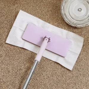 Reusable Dust Mop with Stainless Steel Pole, Automatic Wringing, and Dry and Wet Cleaning