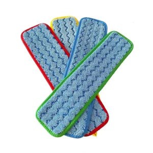 Reusable Four-Color Flat Wet Mop Pad, Z-Twist PP Microfiber, with Aluminum Pole