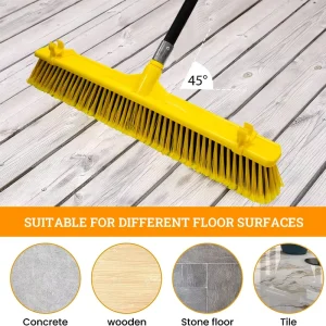 Reusable Industrial Outdoor 24-Inch Plastic Push Broom with Long Handle