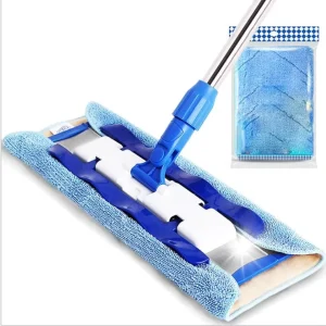 Reusable Microfiber Flat Mop Pads for Hardwood and Tile Floor Cleaning with 1 Dirt Removal Scrubber