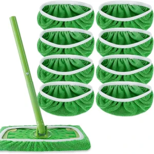 Reusable Microfiber Wet and Dry Flat Mop Pads with Twist Handle