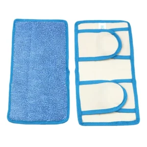 Reusable Microfiber Wet and Dry Flat Mop Pads with Wood Handle and Pole