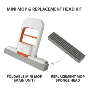 Reusable Mini Folding Sponge Mop with Self-Wringing Function for Kitchen, Bathroom, Desk, and Window Cleaning