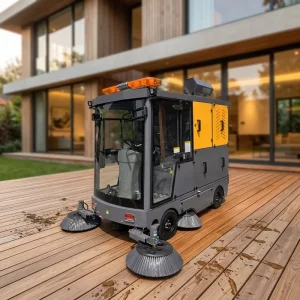 Ride-On Electric Industrial Floor Sweeper for Warehouses, Factories, Yards, and Parking Areas