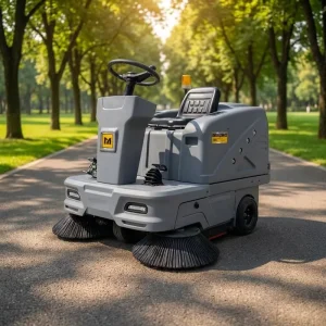 Ride On Electric Self-Propelled Floor Sweeper with 1200W Motor, 48V Power, and Leaf and Dust Collection