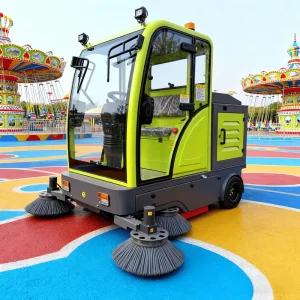 Ride-On Electric Street Vacuum Sweeper with High-Pressure Cleaning, 2000mm Cleaning Width, and 100L Water Tank