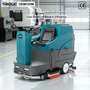 Ride-On Floor Scrubber Machine Dual Brush 120L Tank Warehouse Factory Floor Cleaning Model X86