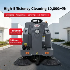 Ride-On Floor Sweeper with Built-In Water Tank for Outdoor Cleaning